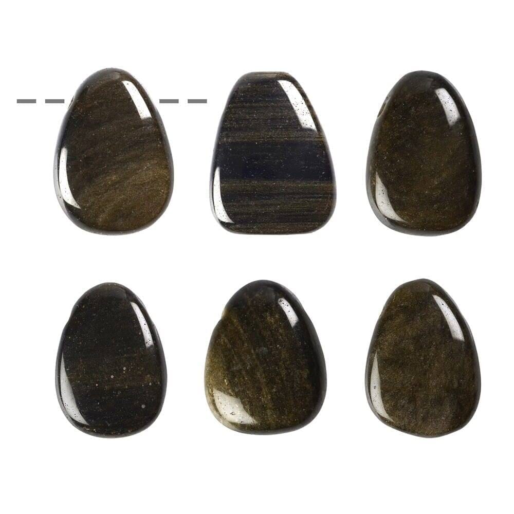 1 Trommelstein Obsidian (Goldglanzobsidian) gebohrt