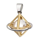 Lichtdom Doppelpyramide – Anhänger – teilvergoldet, mit Bergkristall