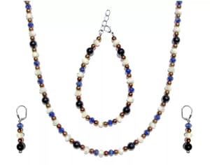 BELLASIX GEM MIX LINE: SET 925-er-Silber-Verschluss, Lapis Lazuli, Perlmutt, Onyx, Hematine