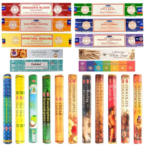 Räucherstäbchen-Spar-Set: 20 Hochwertige Packungen von Satya, HEM & weitere Marken