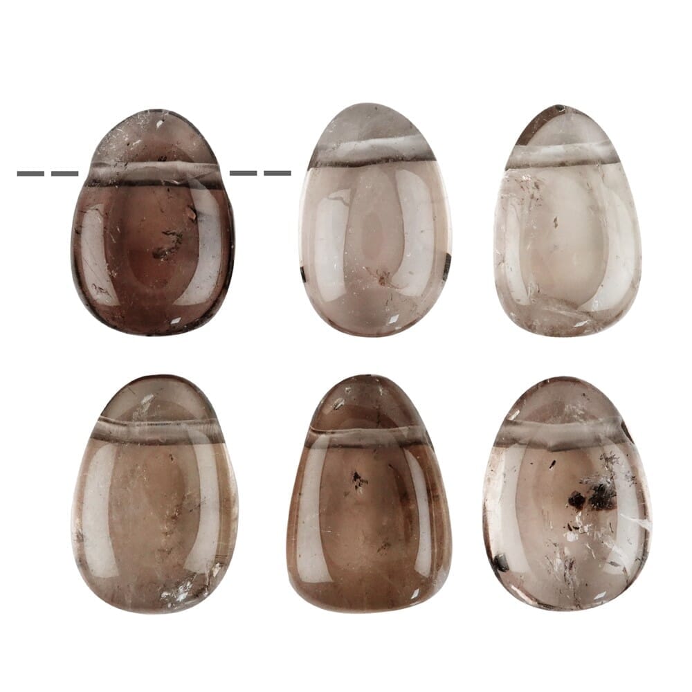 Trommelstein-Schmuck: Rauchquarz gebohrt