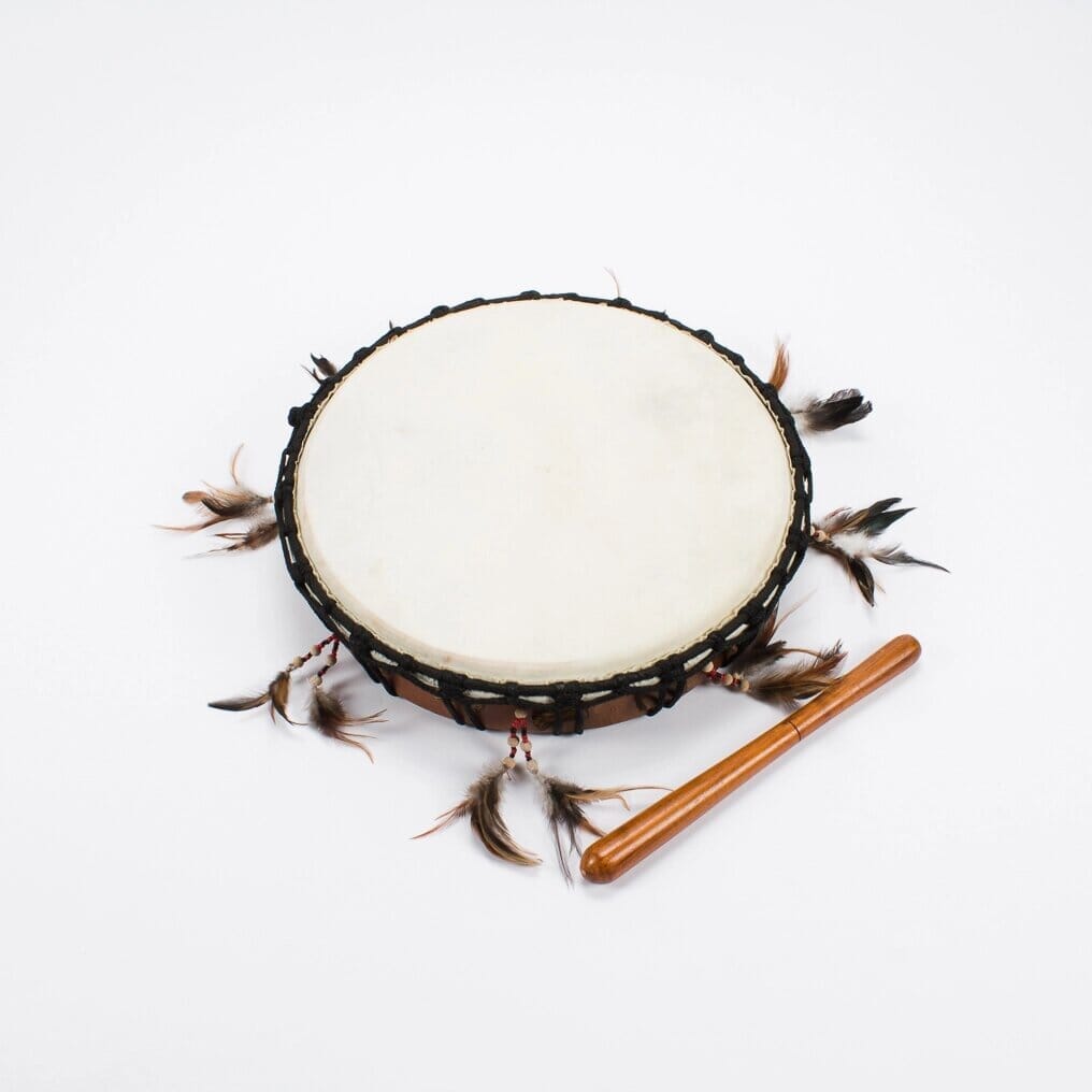 Schamanentrommel mit Federn ca. 39-41cm Durchmesser