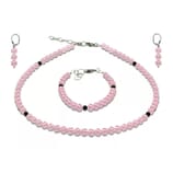 Der Stern-Taler-Shop: It’s magic GEM Pure Line 3 Rosenquarz & Onyx Schmuck-Set 925er-Silber-Verschluss