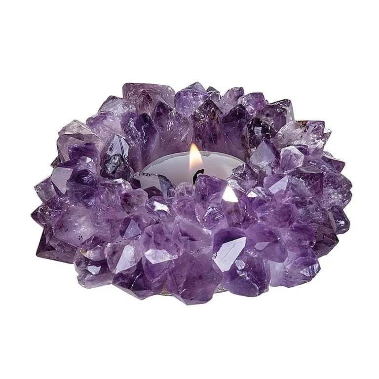 3 Edle Teelichthalter Sonne Teelichthalter Sonne aus Amethyst | Teelichthalter »Sonne« aus Amethyst